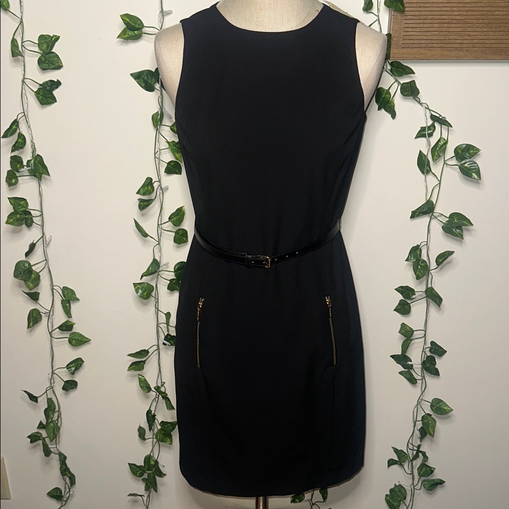 MICHAEL Michael Kors Sheath Dress Gold Zippers Removable Belt Mini Dress NWT